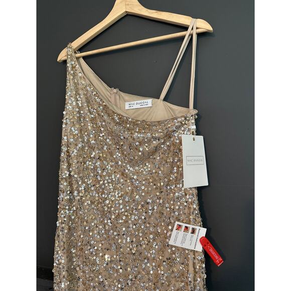 Mac Duggal Sequin One Shoulder Gown With Embellishments 10729 NEW Size 10 - Picture 7 of 16